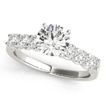 Silver Single Row Engagement Ring Prong Set